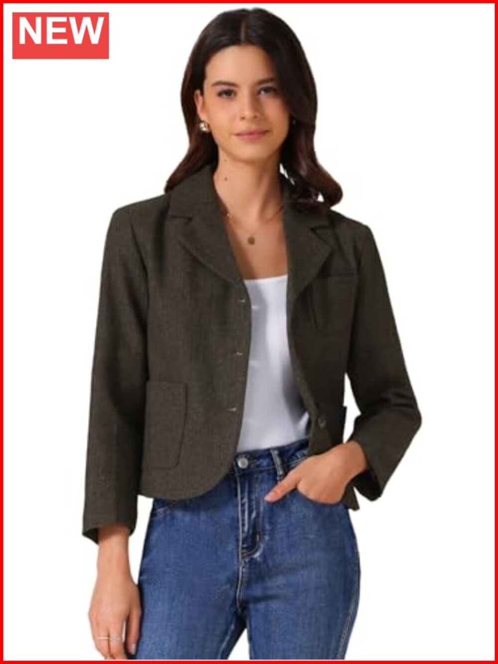 Striped Casual Blazer with Patch Pockets